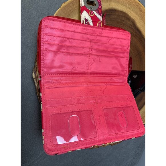 Vera Bradley Lg Turn Clasp Wallet 7.5"x4.5" Bill Coin ID CC Zipper - Picture 4 of 8